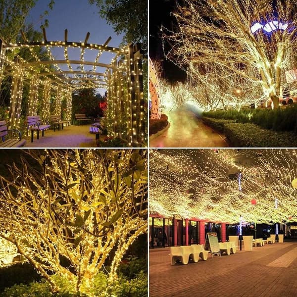 Udendørs solcellelyskæder 20m 200 LED lyskæder 8 tilstande