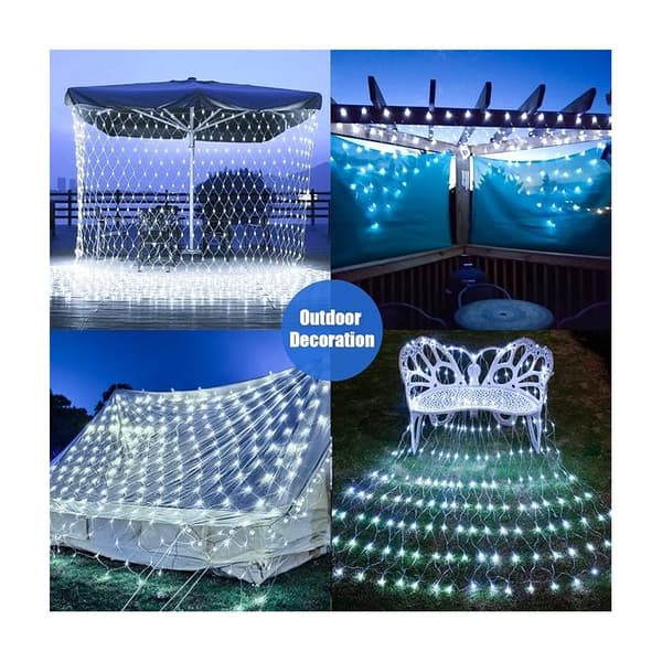 Mesh Light Strings, 96 LED Net Lights 1.5M x 1.5M, 8 Modes, Waterproof, Dimmable for Bedroom, Christmas, Wedding, Party, Home, Garden, White