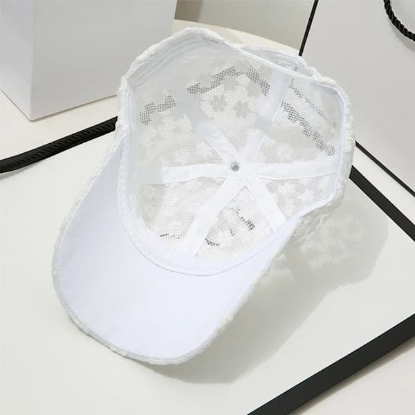 Justerbar spetsblommig basebollkeps för utomhusbruk, ihålig solhatt vit Nej, white No, white No, white No,