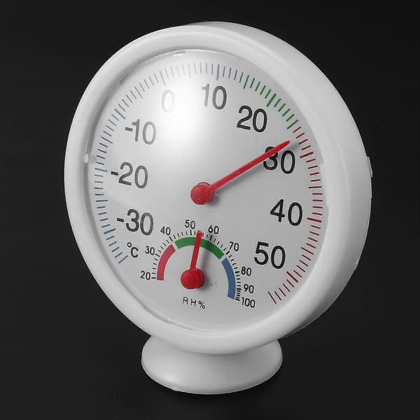 3x Termometer Hygrometer Nål Rund Urskive Tester Indendørs Udendørs Hvid