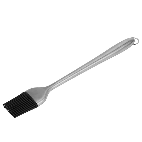Grillbørste med silikonhode og håndtak i rustfritt stål for olje og marinade (30 cm)