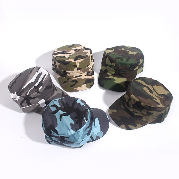 Camouflage Flat Top Baseball Cap (Ørkenfarve), Militær Stil
