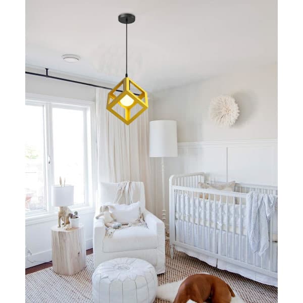 Moderne kubeformet loftslampe - Geometrisk metalkrone med E27-pære, perfekt til soveværelse, stue og restauranter