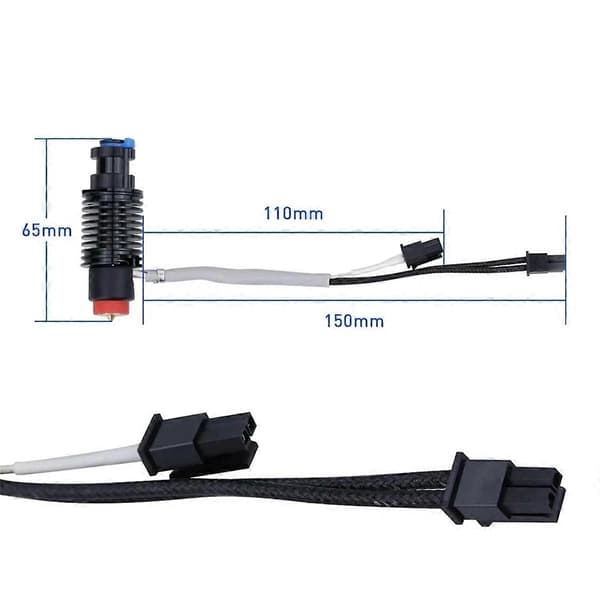 For E3D Revo keramisk Hotend Kit V6 Radiator Messingdyse Keramisk Varmekjerne for E3D Revo 3D-skriver