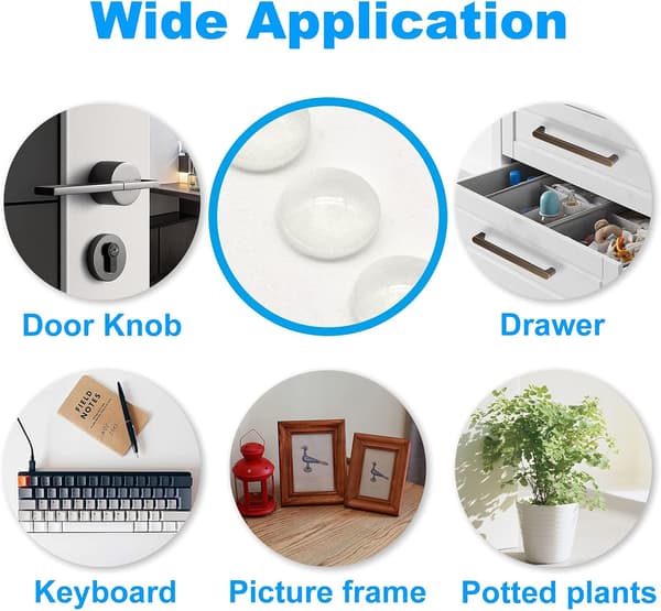 300-pack Clear Cabinet Door Stops, Self-Adhesive Rubber Bumpers, Soundproof Cabinet Stops for Kitchen