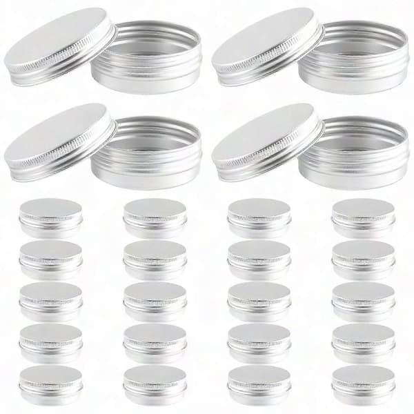 48 stk. 1 oz sølvfarvede aluminiumsdåser med skruelåg, runde beholdere til opbevaring