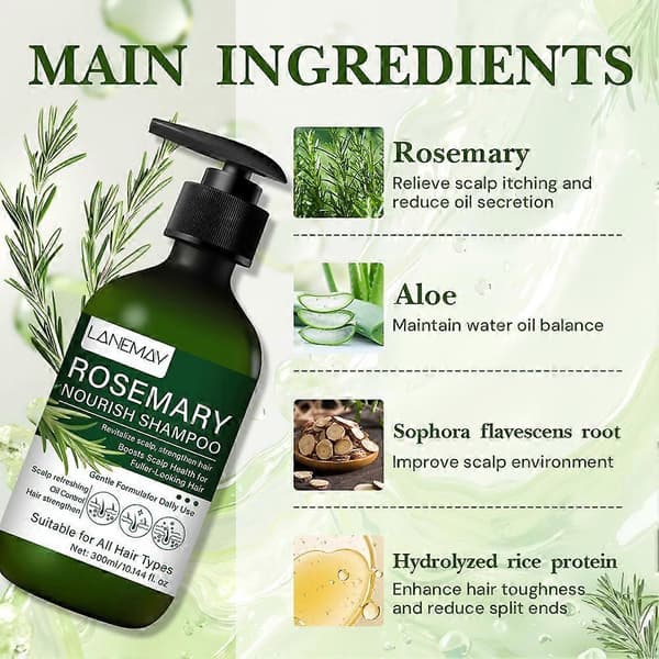 LANEMAY Rosmarinshampoo - Nærende & Oliekontrol - 300ml