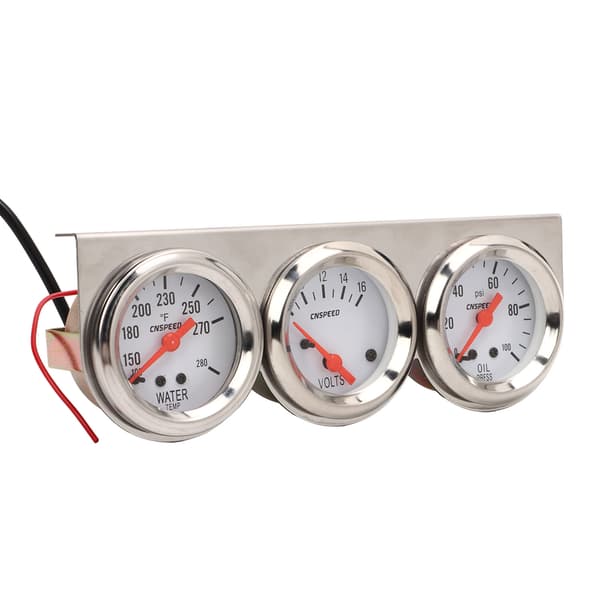 52mm Car Triple Gauge Kit White Dial 12V Oil Pressure Water Temperature Voltmeter Car Meter with Sensor