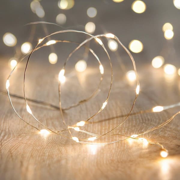 50 LED Micro String Lights Warm White Battery Operated KLB