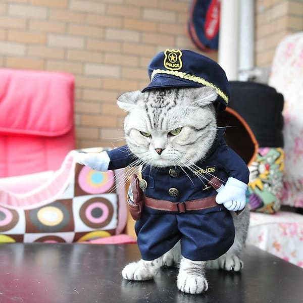Hunddräkt Husdjur Jul Festkläder Katter Polisman Spelar Gitarr Cosplay Kläder Polis S