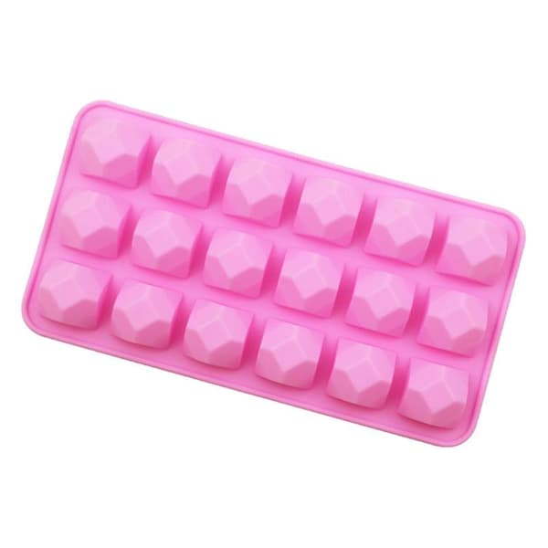 DIY Silikon 18 Diamant Sjokoladeform Baking Isgitter Pudding Gelé Q Rosa Pink