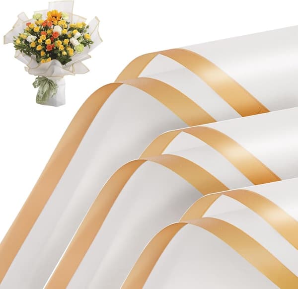 20 ark bukettomslagspapper - 58x58 cm, vattentätt blomsterpapper - för bröllop, presenter - vit