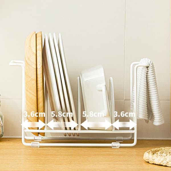 Cutting Board Storage Rack Cutting Board Holder Kitchen Countertop Pot Lid Vertical Storage Rack (Black)