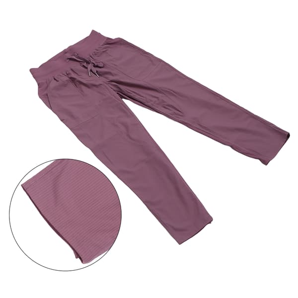 Women's Nylon Drawstring Workout Pants, Breathable Running Pants, Purple S