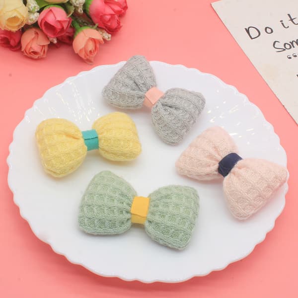 5-pak tegneserie strikkede sløjfer til hårtilbehør
