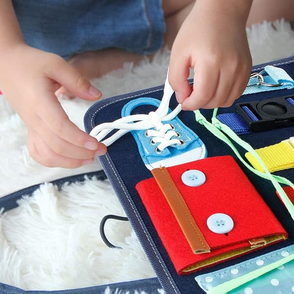 Bärbar Busy Board Montessori Aktivitetsbräda Lärandebräda Baby