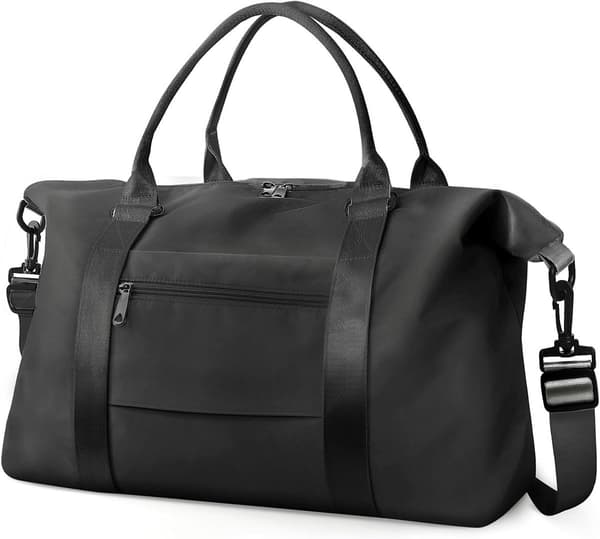 Waterproof Polyester Gym Bag With Multiple Pockets And Adjustable Shoulder Strap For Travel Weekend Sport Black 55x18x27cm