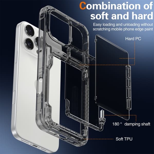 Kompatibel med iPhone, iPhone 16 Pro Max Cover Stativ med Kortlomme Tonet Sort 64 64