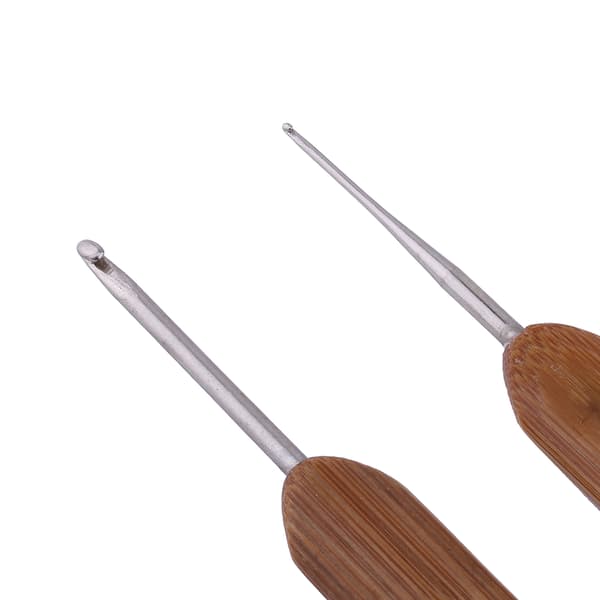 10 Pcs Aluminum Bamboo Handle Crochet Hooks for Knitting and Weaving Yarn