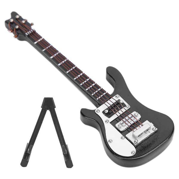 Miniature Træ Simulation Elguitar Model Musikinstrument Ornament Gaver Sort