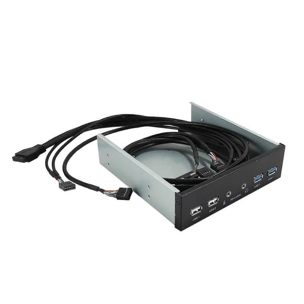 5,25 tommer intern frontpanel USB-hub til stationær pc, 2 porte USB 3.0 og 2 porte USB 2.0 med HD