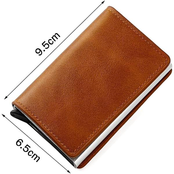 RFID Blocking Pop-Up Card Holder, Leather Wallet (Coffee)