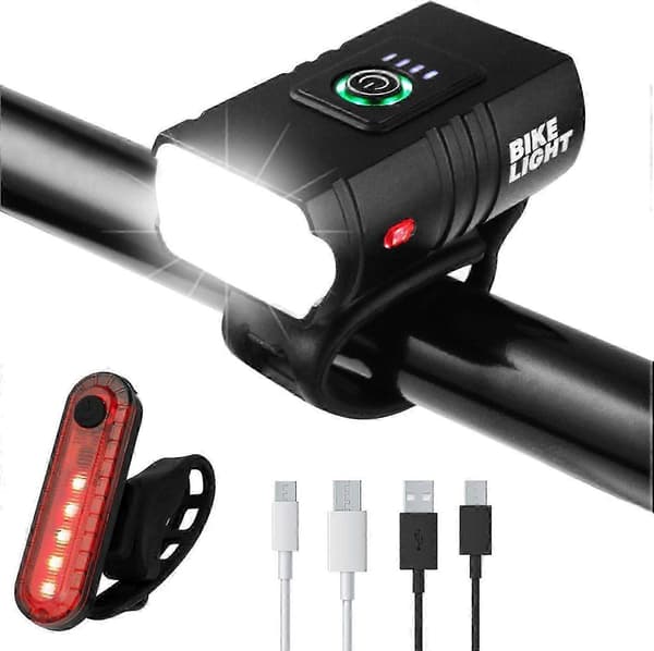 Cykellys, USB Genopladeligt Cykellys Sæt, Cykellygte og Baglygte
