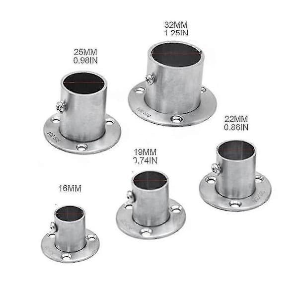 16-32mm Rustfritt Stål Garderobestangfeste Klesstangsete Henger Rørholder