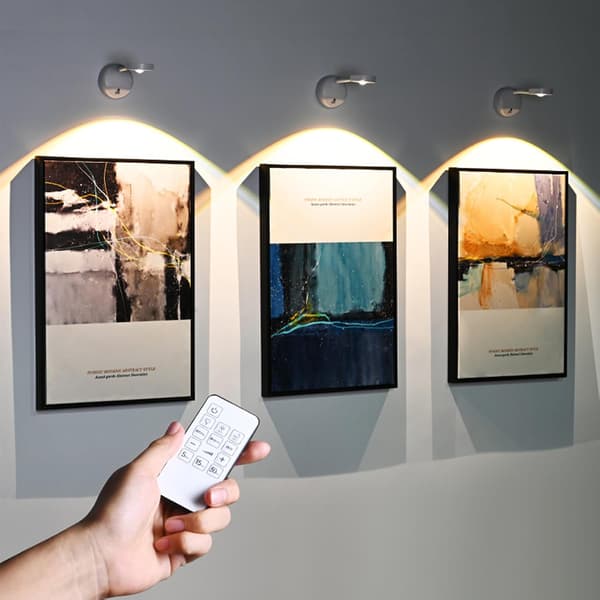 Trådløs bildebelysning batteridrevet bevegelsessensor kunstdisplaylampe med roterende rør smart LED ingen kabling hvit 3-pakning