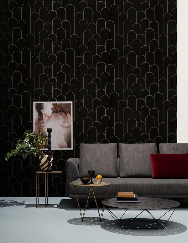 45×300cm Geometrisk Selvklæbende Tapet Sort Guld Selvklæbende