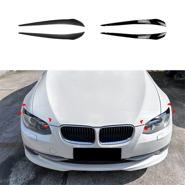 Bilsvart blank frontlys øyenbryn klistremerke deksel trim for E92 E93 2010-2012 tilbehør