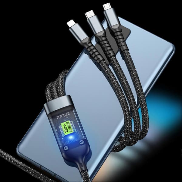 Multi USB-kabel - 100W hurtigopladning nylon til alle telefoner