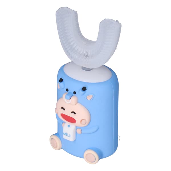 Automatic Toothbrush Vibration U-shaped Waterproof Battery Rechargeable Cute Electronic Toothbrush for Kids Blue