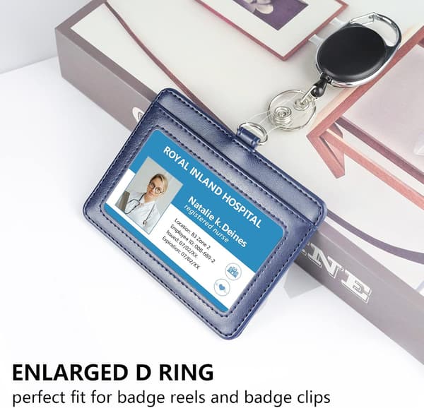 ID-holder, kortplads og blødt fladt nylonhalsbånd (marineblå)