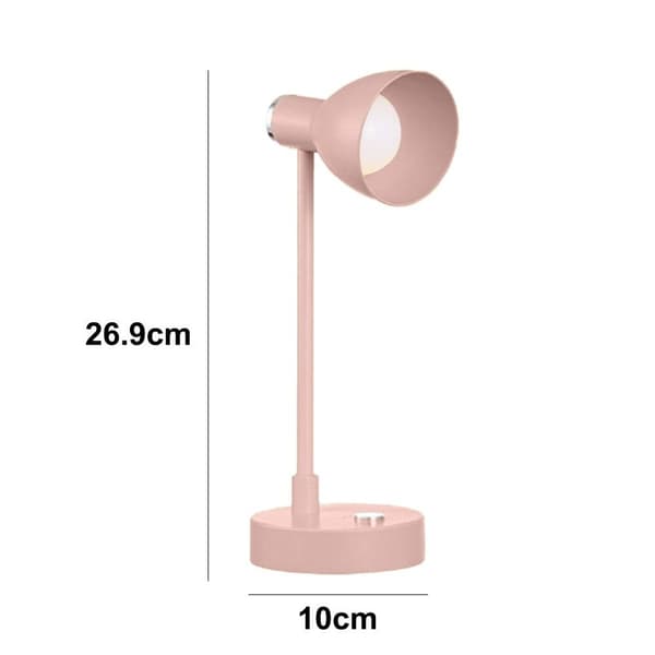 LED øyebeskyttende leselampe, USB oppladbar, rosa