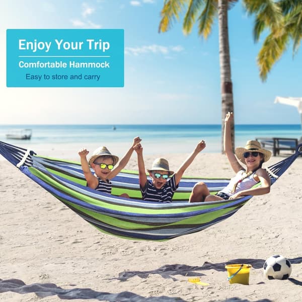 220x150cm Hammock with Spreader Bars, Camping Hammock Outdoor, with Durable Canvas Fabric and Metal Knot