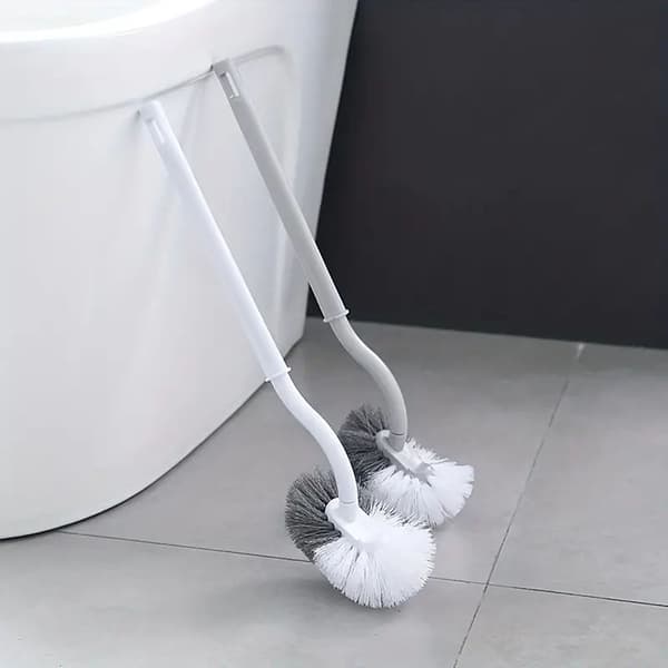Langt skaft Bøyd hode Toalettbørste Multipurpose Ingen Død Vinkel Toalettskål Børste for bad Grey Grey