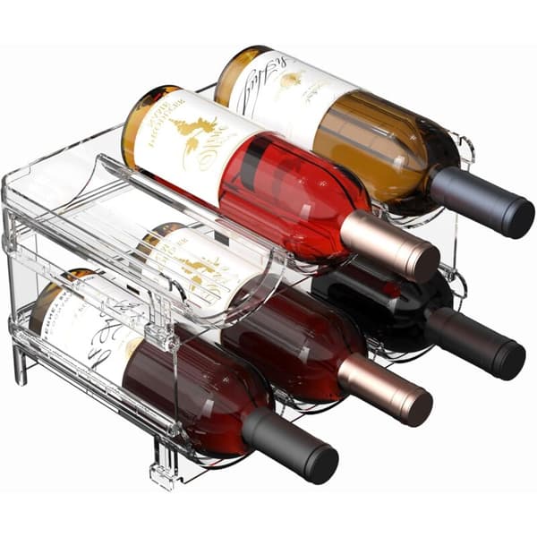 Stackable Bottle Rack with 4 Shelves - 12 Containers - Made of Durable and Transparent PET - For Kitchen, Pantry, Bar (Not Specified)