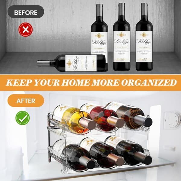 Stackable Bottle Rack with 4 Shelves - 12 Containers - Made of Durable and Transparent PET - For Kitchen, Pantry, Bar (Not Specified)