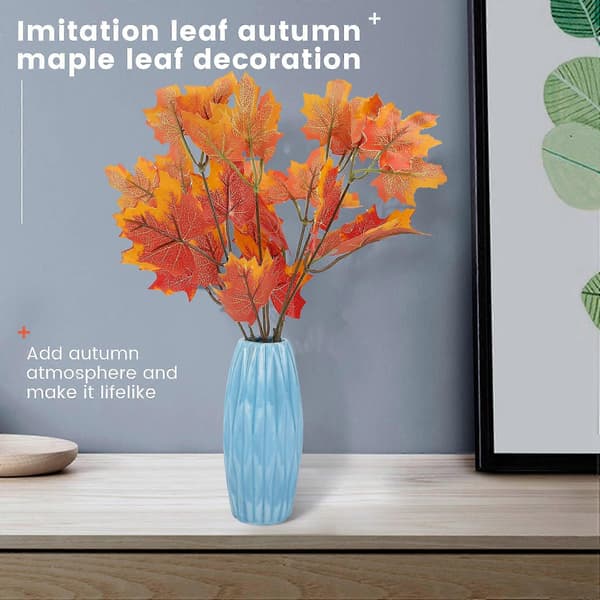 Artificial Maple Leaf Branches Autumn Leaves 5 Bundles Fall Decorations Outdoor UV Resistant Green