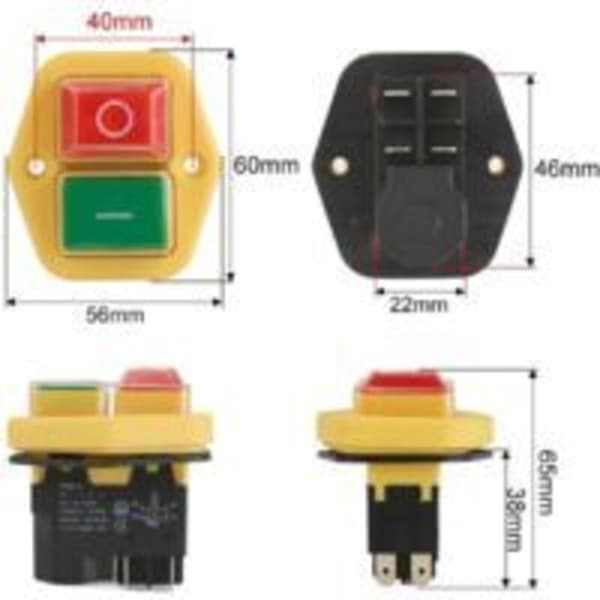 Elektromagnetisk strömbrytare YH02-A, 220V, 8A, 220V, 15A, 4-stift, 5-stift, verktygsmaskinutrustning, vattentät panel, startknapp