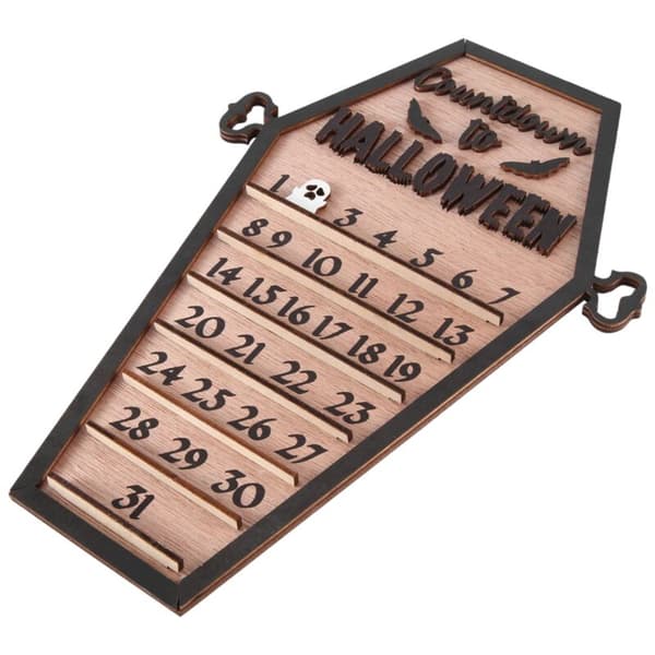 Halloween Countdown Calendar DIY Movable Blocks/Numbers, Decorated Wooden Countdown Signs for Halloween Decoration