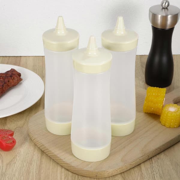 Squeeze Bottles Easy to Clean Camping Equipment 3 Pcs Beige