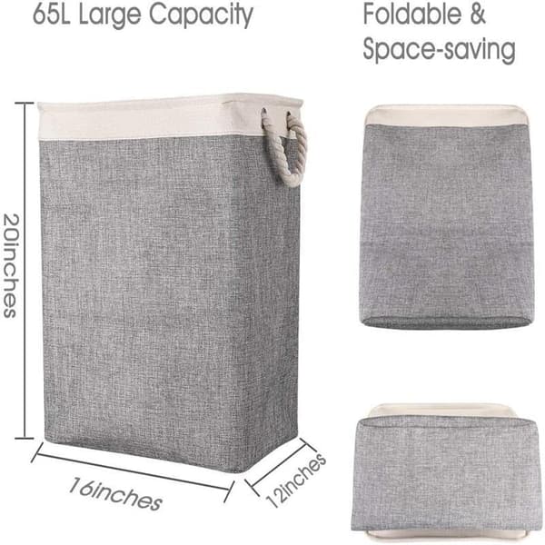 Large Laundry Basket 50 x 41 x 31 cm, Collapsible Laundry Bag with Rope Handles