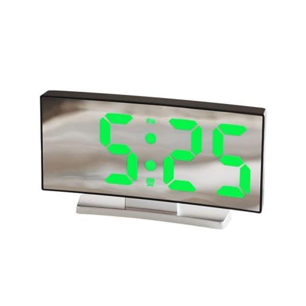 669 Multifunksjonell buet skjerm LED-skrivebords elektronisk klokke (svart etui)