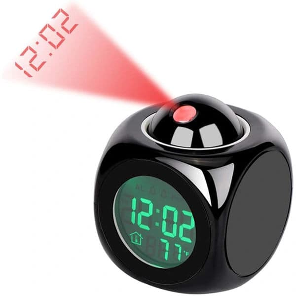 Digital Projeksjonsklokke Stille LED Vekkerklokke 12/24t Takprojeksjon