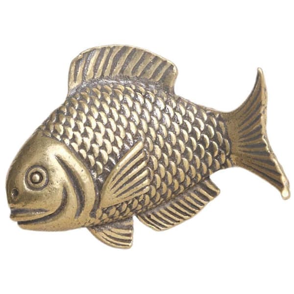 Messingfiskfigur for dekorasjon med retrodesign, liten dyrepapirvekt