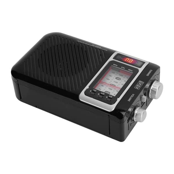 Multifunction Radio with LED Light Speaker Support Memory Card MMC USB FM AM SW 110-240V US Plug Black