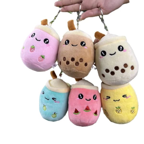Mini-avaimenperät 6 kpl Bubble Tea Pehmo Avaimenperä kawaii bubble tea avaimenperät reppuihin boba tea squishmallow pehmo