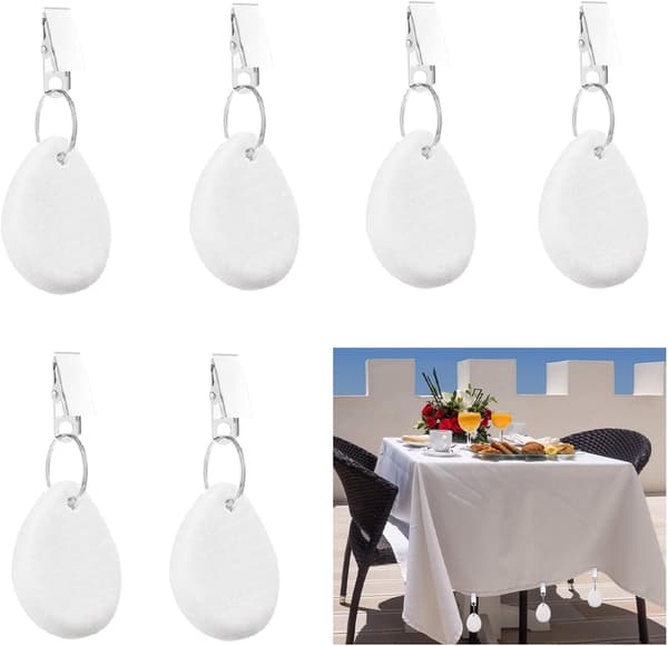 6-pack Outdoor Stainless Steel Tablecloth Weights, White